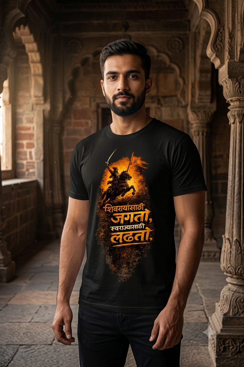 शिवरायांसाठी जगतो, स्वराज्यासाठी लढतो. T-Shirt